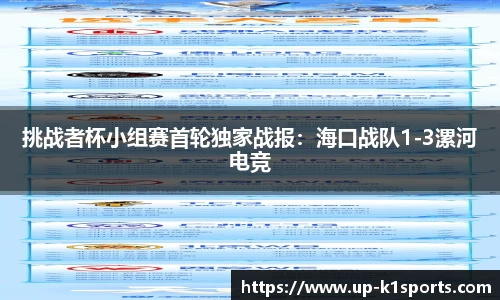 挑战者杯小组赛首轮独家战报：海口战队1-3漯河电竞